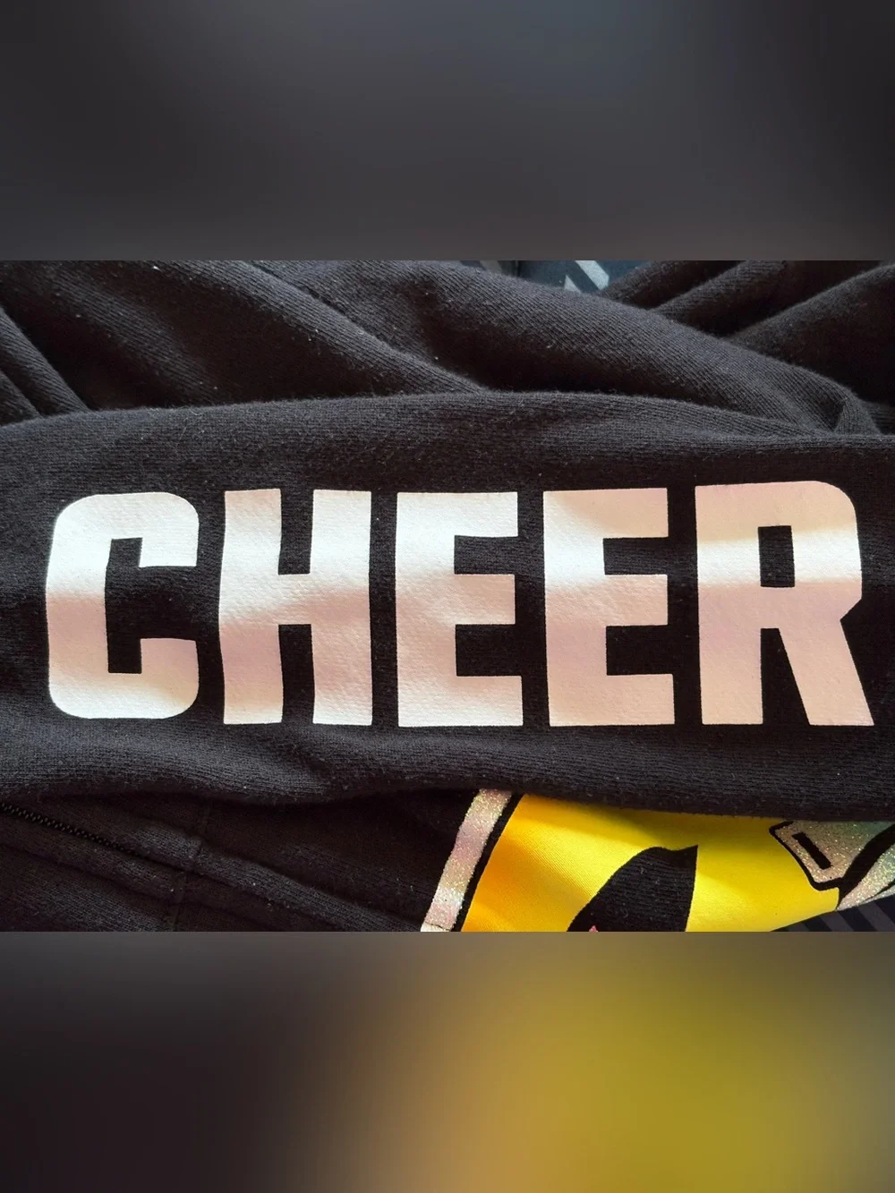 Justice Girls Black Cheer Emoji Megaphone Zip-Up Hoodie Size 10